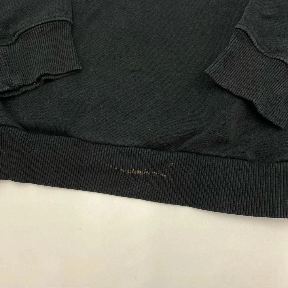 Adidas Tre-Foil Hoodie Men’s M Black Sweatshirt Spell Out Big Logo Pullover READ